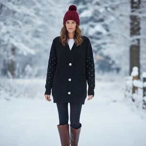 THINKABLE cable knit embellished cardi S/M, M/L